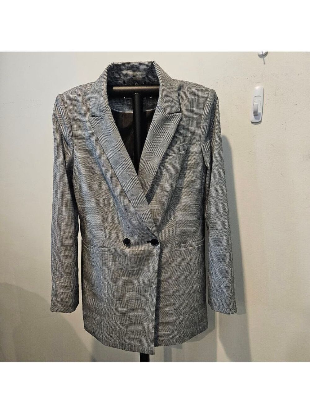 Women's Calvin Klein Blazer Size 12 Gray Plaid